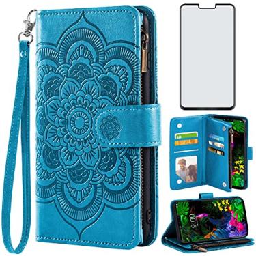 Imagem de Asuwish Capa carteira compatível com LG G8 ThinQ e protetor de tela de vidro temperado flor couro flip porta-cartão suporte capa de celular para LGG8 Thin Q G 8 LG8 G8thinq LGG8thinq 8G mulheres