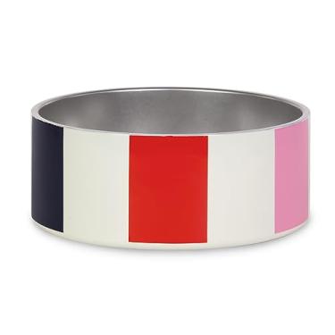 Imagem de kate spade new york Prato de cachorro para comida e água, tigela de aço inoxidável com base antiderrapante, capacidade para 2 xícaras (473 ml), tigela pequena de comida para animais de estimação ou