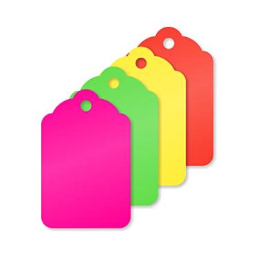 Imagem de SmartSign Etiquetas em branco com furo de 4,75 x 3,8 cm | Verde fluorescente, vermelho, rosa e amarelo, 13 unidades, cartolina pacote com 1000