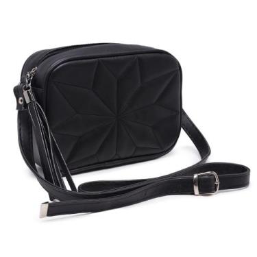 Imagem de Bolsa Feminina Matelasse Transversal Tiracolo Preta - CM Shoes