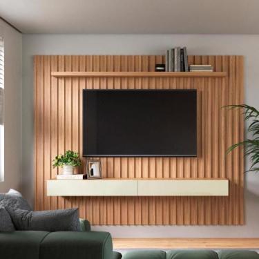 Imagem de Painel Tv Ripado 2,23m Com 2 Gavetas Dalla Costa 100% MDF - Pradel SE,