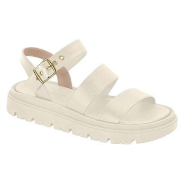 Imagem de Papete Sandália Tiras Lisa Flatform Moleca- Branco Off, 35, Branco, Mu