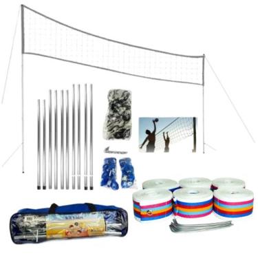 Imagem de Kit Rede para Volei de Praia com Faixa de Marcação Poste e Varão Rede 