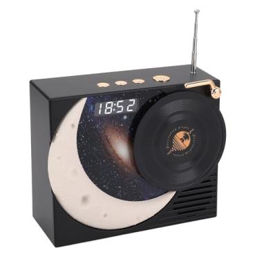 Imagem de Alto-falante Bluetooth retrô Com Display de Relógio, Alto-falante Vintage Com Luz Ambiente, Som Surround de 360 ​​graus, Estação de Rádio de Alto-falante Bluetooth 5.3 (Preto)