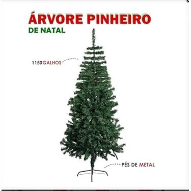 Imagem de Árvore de Natal de Luxo, 2,10m de Altura, 1.150 Galhos, Pinheiro Verde, Pés de Metal