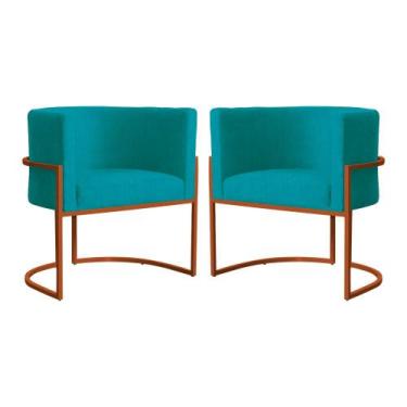 Imagem de Kit 02 Cadeiras Luna para Clínica Estética Base de Metal Bronze Suede 