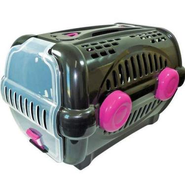 Imagem de Caixa de Transporte Luxo Furacão Pet Preto e Rosa - Tamanho 3