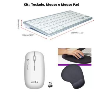 Imagem de Teclado Ultra fino Slim Bluetooth  Mouse Sem fio Bluetooth e Mouse Pad