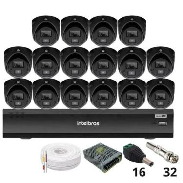 Imagem de Kit 16 Câmeras Intelbras 3220d Mini Black Com Áudio Dvr Intelbras Imhd