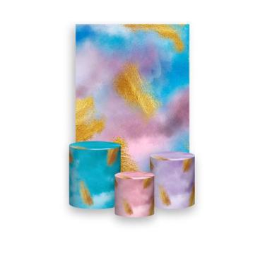 Imagem de Painel De Festa Vertical 1,50 x 2,20 + Trio De Capas Cilindro - Tie Dy