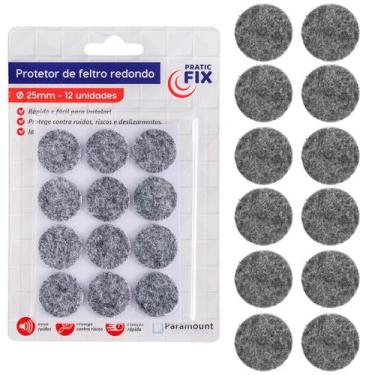 Imagem de Feltro Adesivo Redondo 25mm com 12 Unidades Protetor de móveis Piso Ev