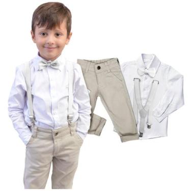Imagem de Roupa Juvenil Social Masculino Batizado Casamento Gravata E Suspensóri