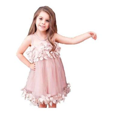 Imagem de Vestido Infantil Menina Festa Com Tule Florido Casamento Ano - anjo da