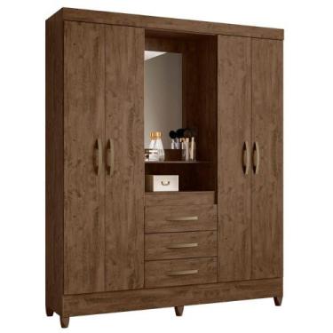 Imagem de Cômoda e Roupeiro com Espelho Cairo Castanho Wood - Mais de Casa