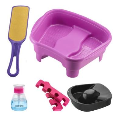 Imagem de Kit Manicure Pedicure Porta Acetona Tigela Mão Bacia Separador de Dedo