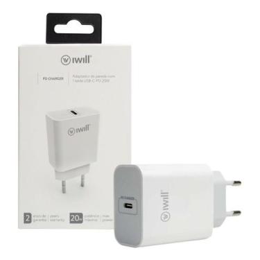Imagem de Carregador Tomada 20w Adaptador Fonte Turbo Usb-c Pd - iWill, Branco