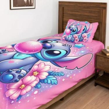 Imagem de Roupa De Cama Solteiro 2 Peças Lilo & Stitch Mascando Chiclete - Art P