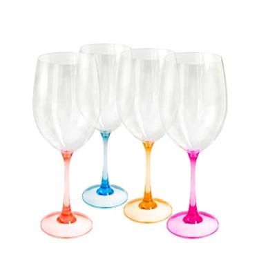Imagem de Lily's Home Taças de vinho tinto inquebráveis, feitas de plástico inquebrável inquebrável, para uso interno e externo, reutilizáveis e laváveis na máquina de lavar louça, 623 g cada, conjunto de 4