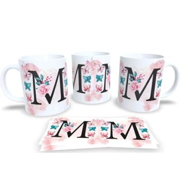 Imagem de Caneca Branca de Porcelana Personalizadas Alfabeto iniciais Nomes (M)