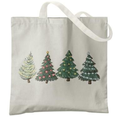 Imagem de Veqzc Sacolas de lona de árvore de Natal verde, sacolas de Natal reutilizáveis, presentes para mulheres, sacolas de compras de supermercado reutilizáveis, Árvore de Natal verde, One Size