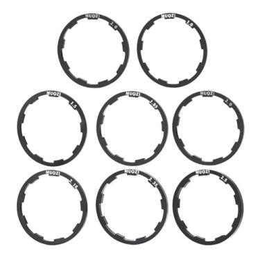 Imagem de Kigauru 8 peças de arruela de cubo ranhurado para bicicleta, espaçador de arruela de cubo de volante de liga de alumínio, fundo de junta de cassete, junta de arruela de eixo de suporte para bicicleta