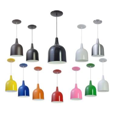 Imagem de Kit 12 Luminária Pendente Gota Com Interior Branco Brilho Com Fiação 1