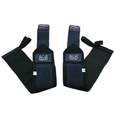 Imagem de Almofadas de pulso de luxo Grip Power Pads (1 par/2 envoltórios) para levantamento de peso suporte de pulso de algodão tiras de faixa de ginástica para homens e mulheres - qualidade premium e borracha profissional, Jet Black, 18" Inches