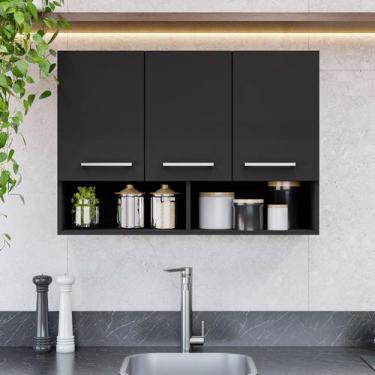 Imagem de Armário Aereo 3 Portas com Nicho Cozinha Compacta Modular - Móveis Bon