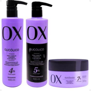 Imagem de Kit Ox Glicólico: Shampoo, Condicionador 500ml e Máscara