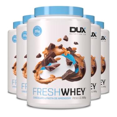 Imagem de Kit 5 Whey Protein Fresh Dux Chocolate e Pasta de Amendoim 900g