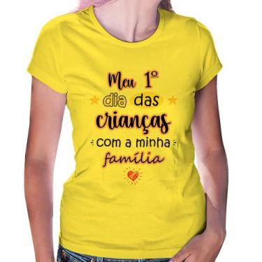 Imagem de Baby Look Meu primeiro dia das crianças (rosa) - Foca na Moda, Amarelo