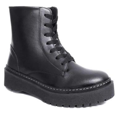 Imagem de Bota Coturno Feminino Blogueirinha Tratorada Macio Cano Curto Unissex 