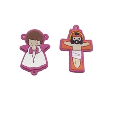 Imagem de Entremeio emborrachado cruz + anjo 2 pcs - Comercial Apetrechos, Pink