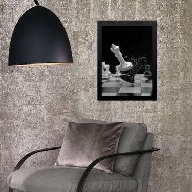 Imagem de Quadro Jogo Xadrez-Preto e Branco 45x34cm - com vidro - Quadros On-lin