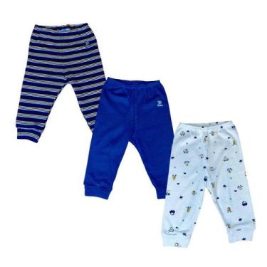 Imagem de Kit 3 calças/mijão bebê menino menina100% algodão - Pulla Bulla, Branc