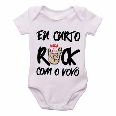 Imagem de body nenê criança roupa bebê Eu curto rock com o vovô - Empório Dutra,