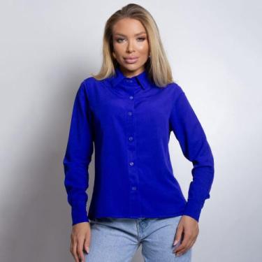 Imagem de Camisa Social Feminina Manga Longa de Botões Casual Básica Uniforme El