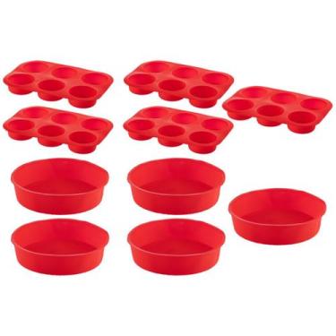 Imagem de Jogo Forma Silicone Cupcake + Forma Redonda Sortida 10Un - QUALITY HOU