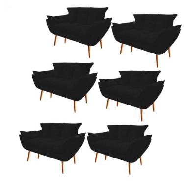 Imagem de Kit 06 Namoradeira  Decorativa  Opala Pés Palito em Madeira 2 Lugares 