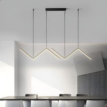 Imagem de Lustre Moderno De Led Pendente Wave Minimalista Luxo - VLED, Dourado
