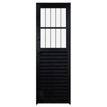 Imagem de Porta de Alumínio Preto de Entrada Social Hale Esquadrias - Lado Direi