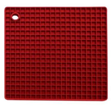 Imagem de Descanso de Panela Protetor Mesa Silicone Quadrado Vermelho - Yangzi