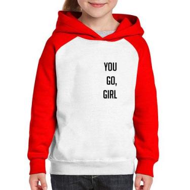 Imagem de Moletom Infantil You go girl - Foca na Moda, Branco, Vermelho, 10