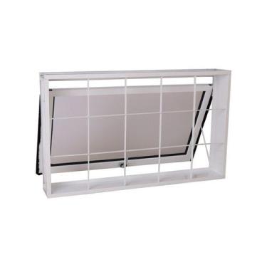 Imagem de Janela Maxim-Ar em Aço 60 x 80 x 14 cm Grade Quad. Branco Prática MMac