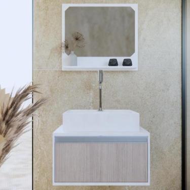 Imagem de Gabinete P/ Banheiro C/cuba + Espelho Real 50 Grigio S/c Branco - GABI