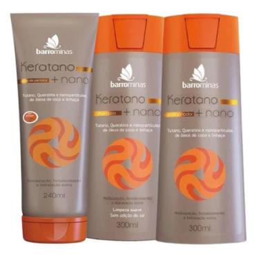 Imagem de Kit shampoo, condicionador e creme para pentear Keratano Barrominas