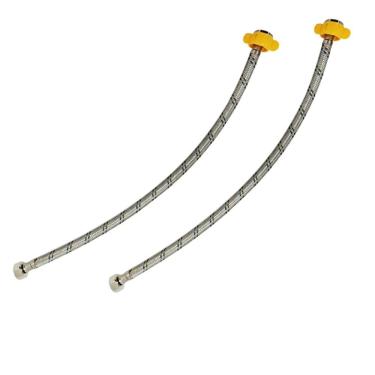 Imagem de Engate Rabicho Par Mangueira Monocomando Flexivel Trançado Conexao Femea Misturador Agua Quente Fria Pia Torneira Banheiro Cozinha