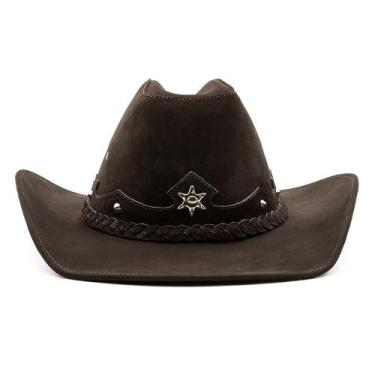 Imagem de Chapeu Country Couro Americano Australiano Aba Arame em Aço Barretos R