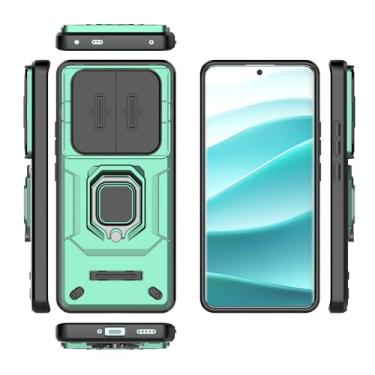 Imagem de Compatível Com Xiaomi Redmi Note 14 Pro Plus 5G (versão Doméstica) Capa De Telefone Slim Case Kickstand Phone Case PC E TPU Phone Case Cover Push Window Phone Case(Green)