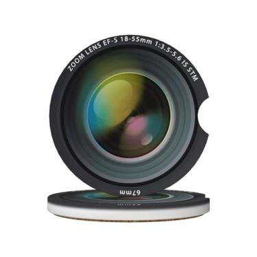 Imagem de Porta-copos de carro, porta-copos de carro com efeito de lente de câmera fotográfica para porta-copos para bebidas, pacote com 2 acessórios de cerâmica fofos para interiores automotivos para mulheres